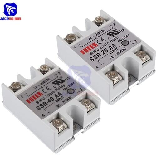Diymore AC-AC Solid State Relay SSR-25AA/40AA AC 80 -250V to 24 -380V AC Heatsink for Car
