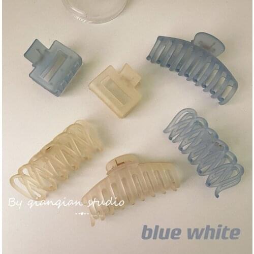 Simple blue and white grasping clip large Korean ins elegant temperament frosted hair clip hair clip Women hair claw clip