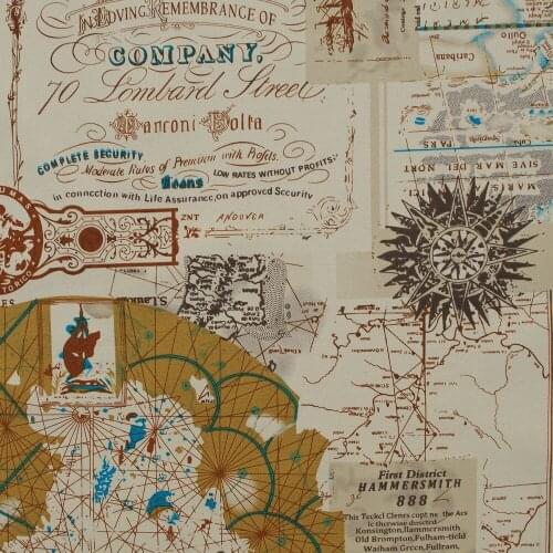 1 yard Cotton Canvas Fabric for sewing, pathwork, bag, curtain, hadmaking - Nautical Map(Yellow) (width=145cm)