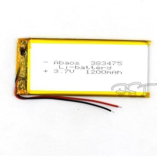 10Pcs 3.7V Rechargeable 1200mAH 383475 Li-Polymer lithium ion Li-ion Battery for Toy GPS mp3 mp4 Speaker Reader Recorder Camera
