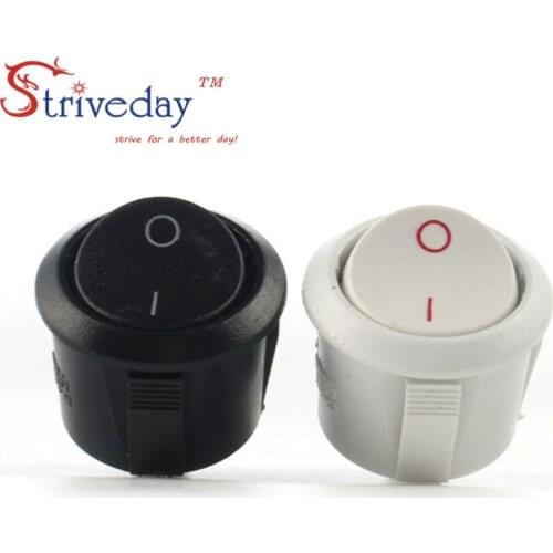 10pcs White Black high quality round button switch ship switch feet two tranches