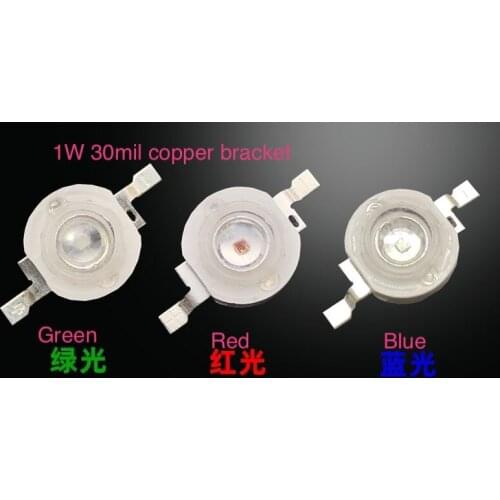 1000pcs/lot 1W High Power Lamp Bead Red Green and Blue Light 30mil CRI 70-80 Copper Bracket