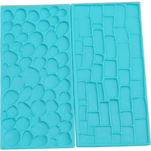2PCs/ Set Texture Silicone Mold Tree Bark Brick Wall Embossing Silicone Mat Fondant Cake Decorating Tools Bakeware Free Shipping