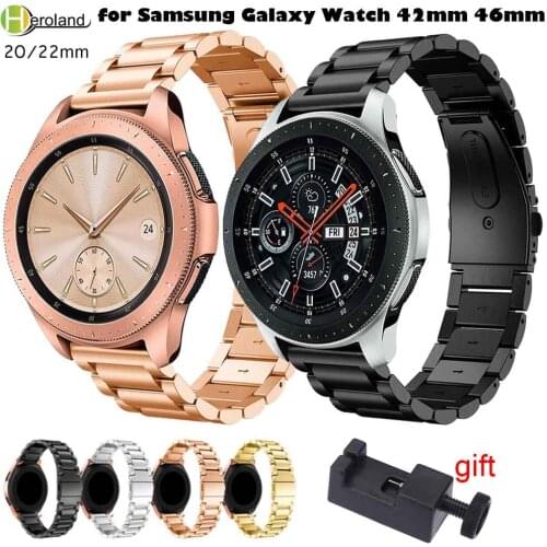 20mm 22mm Watchband Stainless Steel For Samsung Gear S3 S2/S4 Classic/Frontier Wrist Strap For Samsung Galaxy Watch 42/46mm+tool
