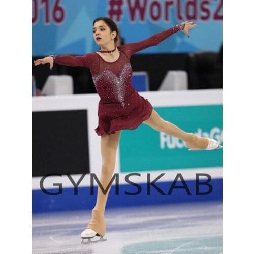 2018 Elegant Gorgeous Figure Skating Dress Womens Girls Customized Ice Skating Dress Long-sleeved Gymnastics Costume 8910