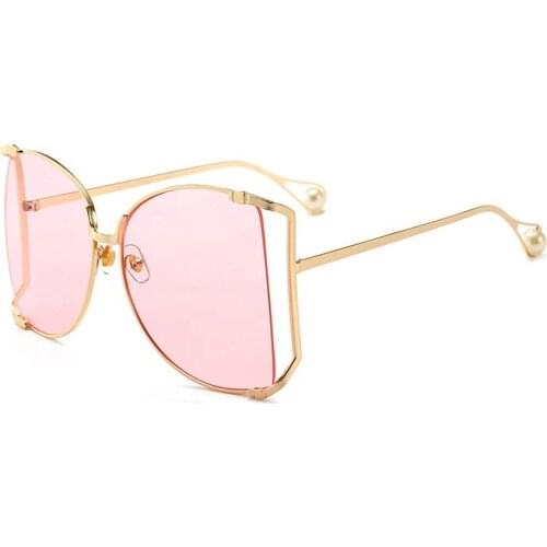 2020 Fashionable Oversized Square Semi Rimless Women Shades Luxury Sunglasses