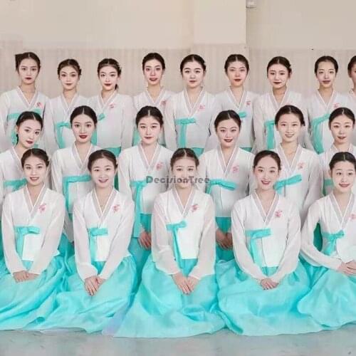 2021 traditional korean hanbok women clothing embroidered court dress national stage dance performs asian clothes dance costumes