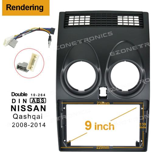 2din 1Din Car DVD Frame Audio Fitting Adaptor Dash Trim Facia Panel 9inch For NISSAN Qashqai 2008-2015 Double Din Radio Player