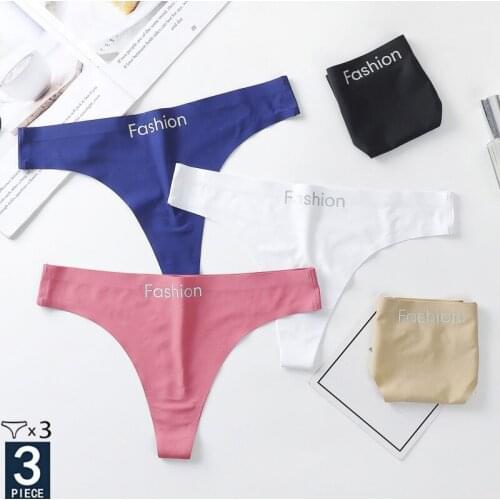 3Pcs/set Letter Fashion Sexy Cotton Panties Sets Womens Ultra-thin Seamless G-String Thongs Underwear Briefs Low Rise Lingerie