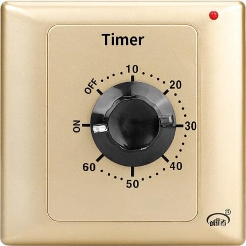 60Minutes High Power Pump Golden Motor Countdown Digital Time Switch Universal Mechanical Timer Light Switch Cover Buttons 220V