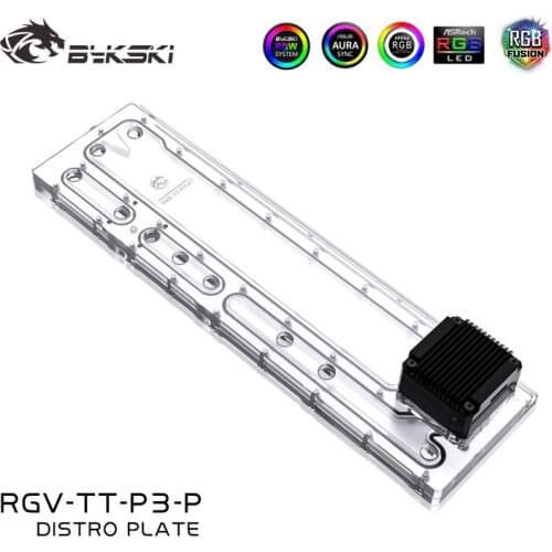 BYKSKI Acrylic Board Water Channel Solution use for ThermalTake/Tt Core P3 for CPU GPU Block / 3PIN RGB / Instead of Reservoir