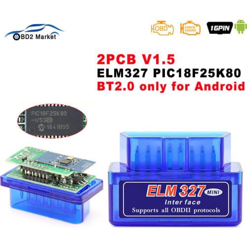 MINI ELM327 V1.5 OBD2 PIC18F25K80 Engine Scanner OBD 2 OBDII ELM 327 V 1 5 Car Diagnostic Adapter Bluetooth-Compatible Auto tool
