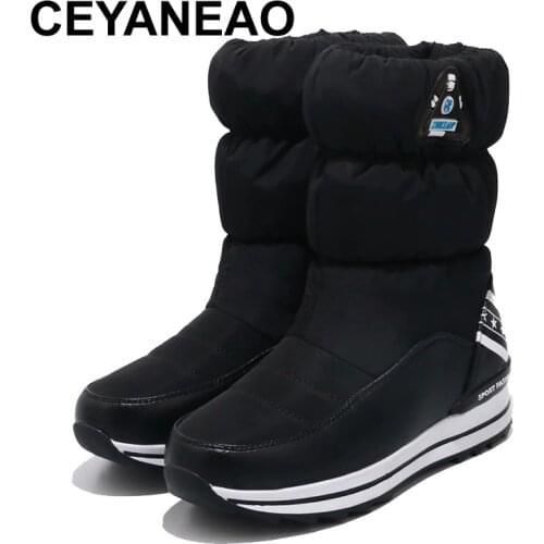 CEYANEAO 2018 New arrivals waterproof thick plush women winter Ankle shoes slip-resistant platform women Slip-On snow bootsE755