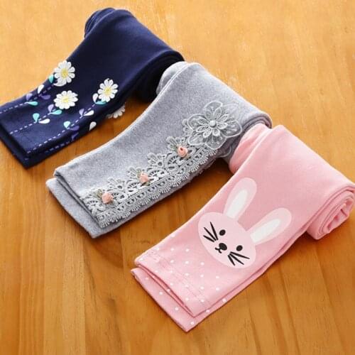 Spring Autumn Girls Leggings Cotton Trousers fille Kids Pants Girls Pants Skinny Print Cartoon Pattern Children Leggings Trouser