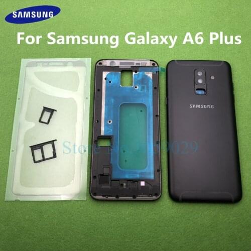 For Samsung Galaxy A6 Plus A6+ A605 A605F Middle Front Frame Full Housing Rear Case Bezel Holder Frame Back Cover door