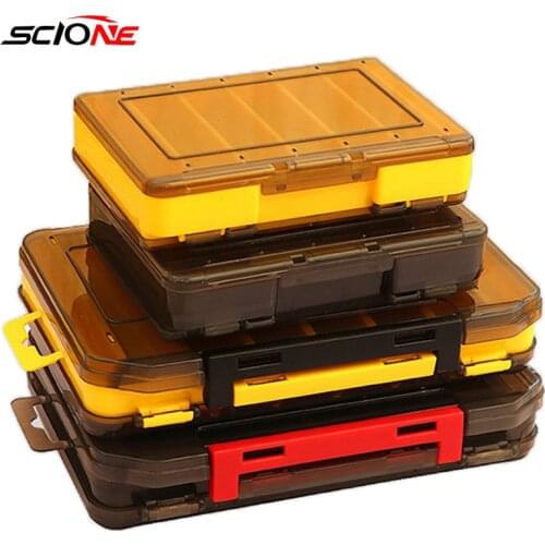 PP Gun Color 12 Grids 14 Grids Double-Sided Road Sub-Bait Box Wooden Shrimp Box Fake Bait Storage Box Fishing Accessory X619G