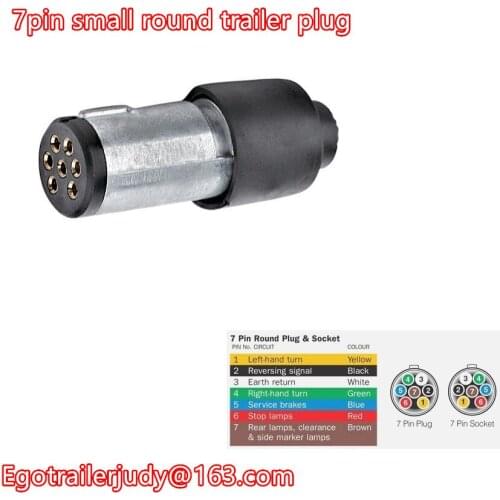 EGO TRAILER 7 PIN ROUND PLUG SMALL MALE METAL TRAILER CARAVAN BOAT