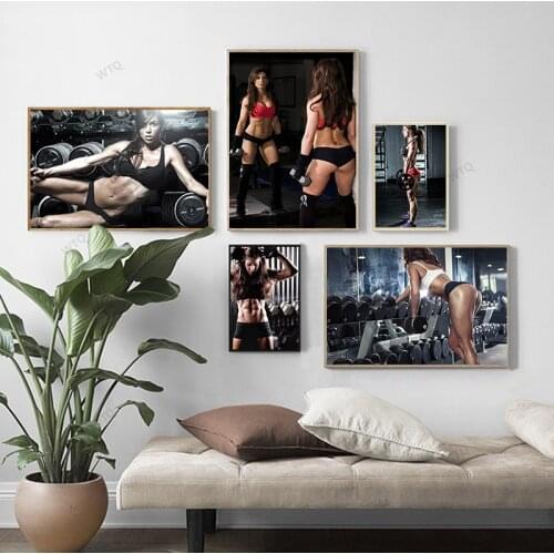 WTQ Canvas Painting One Piece Poster Sexy Women Fitness Bodybuilding Motivational Wall Decor Wall Art Room Decor Home Decor