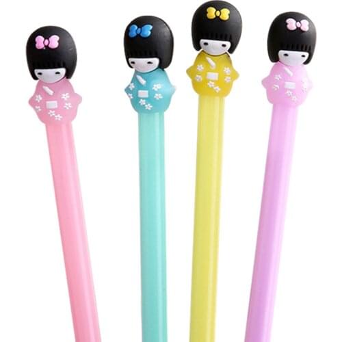 2pc Cute Kimono Girl Avatar Gel Pen Cartoon Black Pen Bullet Journal Accessories Office School Supplies Korea Stationery