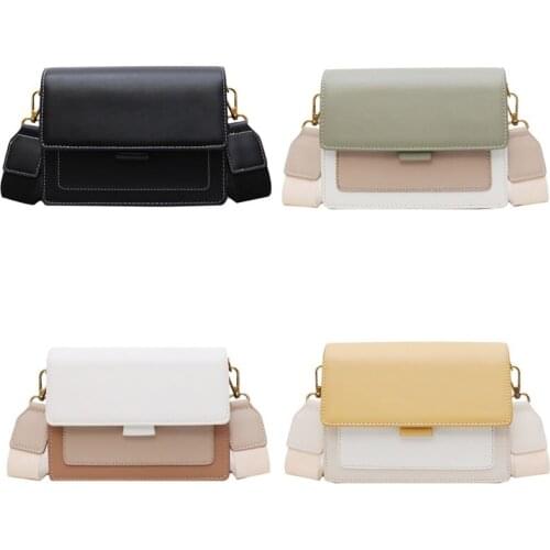 Contrast Color Leather Crossbody Bags for Women Travel Handbag Fashion Simple Shoulder Simple Bag