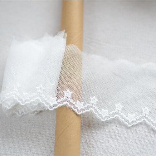 3 Meters White Star Embroidered Lace Ribbon DIY Accessories Wrap Embroidery Lace Trim 7CM Width