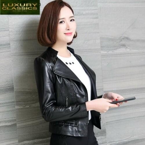 Jacket Montone Genuine Leather Women Spring Plus Size Short Slim Natural Leather Real Sheepskin Coat Female 2021 LWL1438