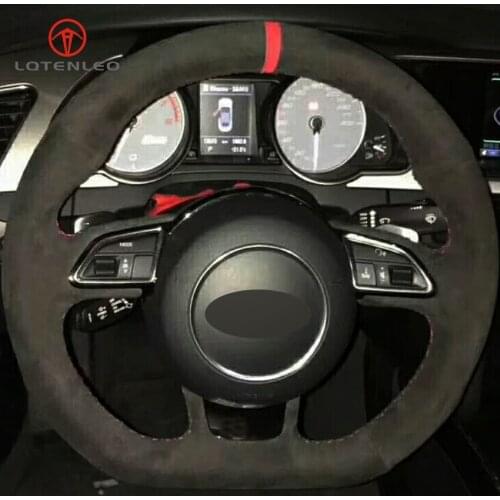 LQTENLEO Black Suede DIY Hand-stitched Car Steering Wheel Cover for Audi A5 A7 RS7 S7 SQ5 S6 S5 RS5 S4 RS4 S3 2012-2018