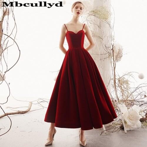 Mbcully Sexy Tea Length Prom Dresses 2020 New Backless Dark Red Evening Dress Party Gowns Vestido De Festa Cheap Custom Made
