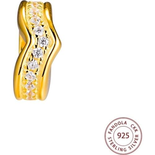 Shimmering Wish Spacer Charm Fits Pandora Bracelet 925 Sterling Silver Shine & Clear CZ Beads for Jewelry Making bijoux femme