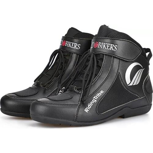 Black Motorcycle Boots Summer Breathable Motocross Riding Boots Touring Casual Riding Boots Motorbike Biker Ankle Botas Moto