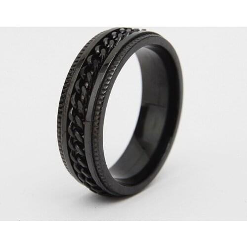 2021 Fashion New Titanium Steel Jewelry Chain Ring Popular Mens Ring Stainless Steel Can Rotatable Ring Birthday Gift