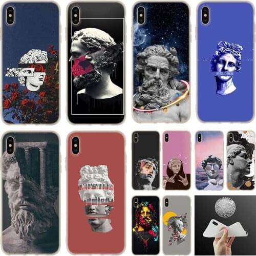 Soft silicone Phone Case For iPhone 12 11 Pro 7 8 6 6s Plus XR XS Max cover Mini 5 5S SE 2020 Etui Cases greek statue modern art