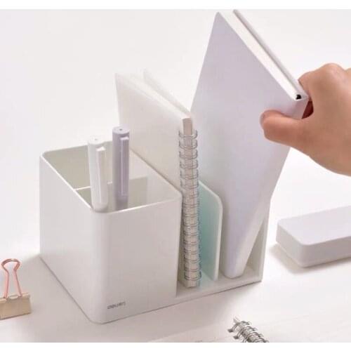 New Arrival ABS 2 in 1 Desktop Organizer Bookends Pen Holder Desk Storage Box Kawaii School Stationery