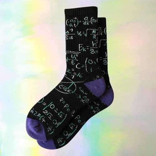 Men and Women Socks Fashion Harajuku Geometry Mathematical Style Cotton Socks Independent Design Personality Hip Hop Street