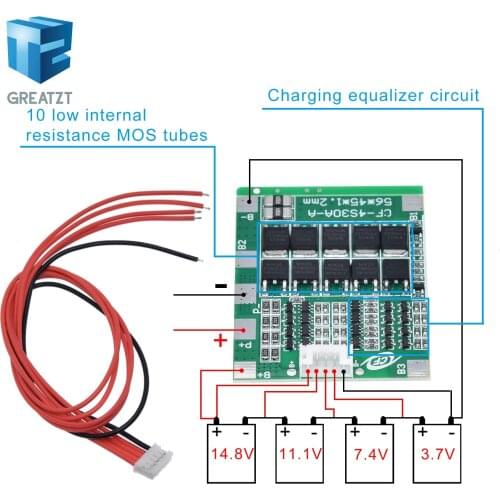 GREATZT New Arrival 4S 30A 14.8V Li-ion Lithium 18650 Battery BMS Packs PCB Protection Board Balance Integrated Circuits