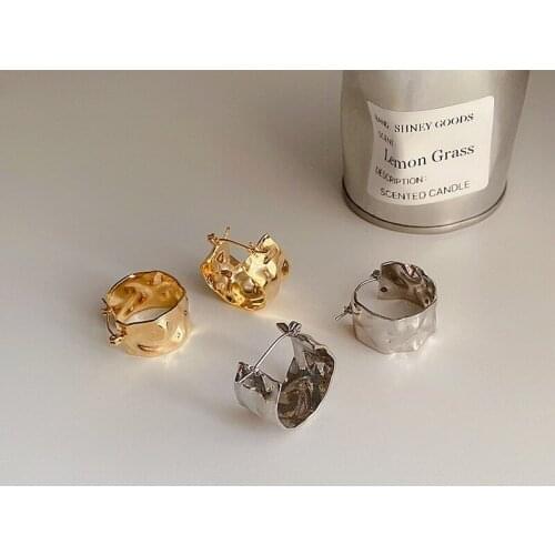 Origin Summer Simple Retro Irregular Chunky Earrings for Women Gold Silver Color Alloy Geometric Hoop Earring Minimalist Jewelry