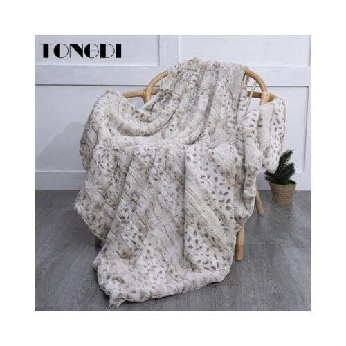 TONGDI Plush Velveteen Blanket Soft Warm Leopard Thickened Fannel Fleece Woolen For Girl Winter Couch Cover Bed Sofa Bedspread