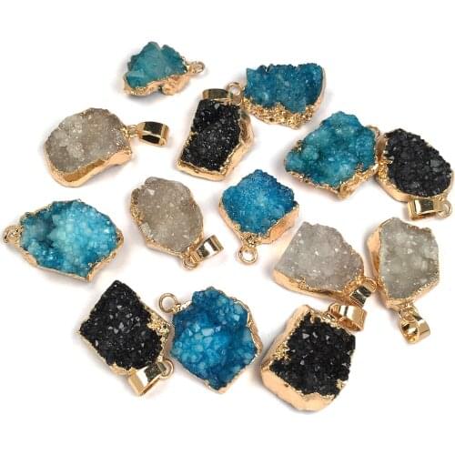 2020 Natural Druzy Stone Pendants Amethyds Pendant & Necklace Making for Jewelry Fit Necklace Diy Accessories Charms