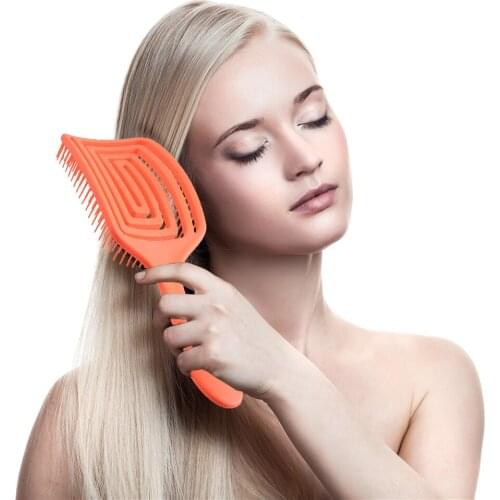 Portable Hair Brush Scalp Massage Comb Salon Women Rubber Anti-skid Handle Dry Wet Hairdressing Style Tool Hairbrush Health Care
