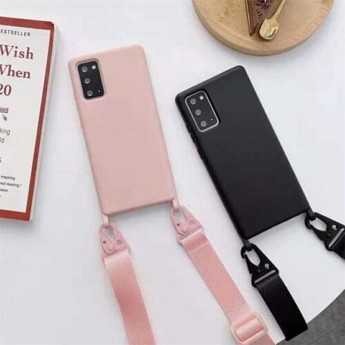 Simple Fashion Solid Color Phone Case For Samsung S20FE S21Plus Ultra S10E Plus Shoulder Strap Lanyard Silicone Protection Cover