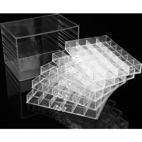 120 Grids Transparent Acrylic Nail Display Organizer Makeup Jewelry Drawer Box transp0arent box for models acrylic organizer Box