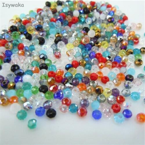 Isywaka Mixed Color 1800pcs 2mm Rondelle Austria faceted Crystal Glass Beads Loose Spacer Round Beads for Jewelry Making