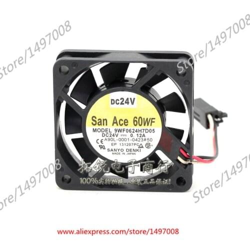 Sanyo Denki 9WF0624H7D05 DC 24V 0.12A 3-Wire 60x60x15mm Server Cooling Ffan