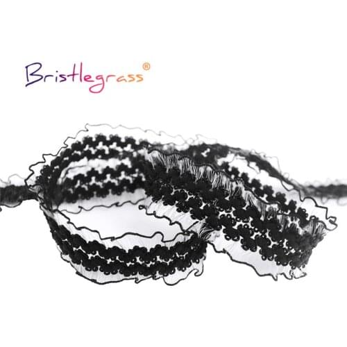 BRISTLEGRASS 50 100 Yard by Roll 30mm Mesh Tulle Frilly Ruffled Decorative Lace Trim Elastic Spandex Band Tape Tutu Dress Sewing