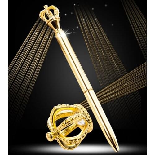 50pc/lot Creative 1.0 mm Diamond Golden Crown Ball Pens Ballpoint For Office School Writing Supplies Stationery Free Custom Logo