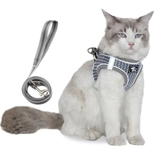 Cat Harness Vest Breathable Mesh Puppy dog Harnesses Reflective pet Walking Lead Leash Soft Cats dogs chest strap