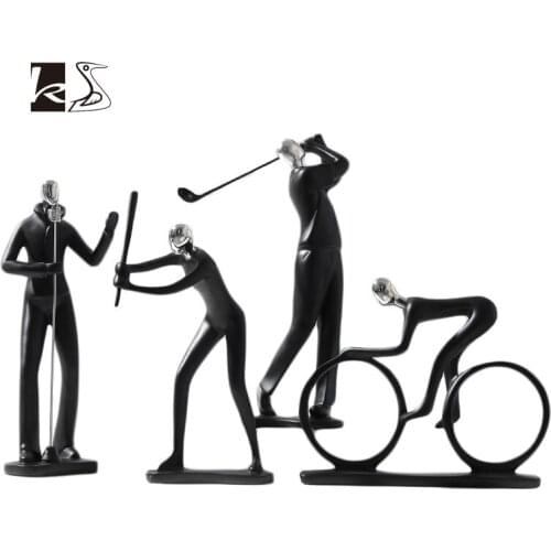 Nordic Home Décor Resin Black Athletes Musicians Morphology Little Figure Sculpture Home TV Wine Book Cabinet Decoration Gifts