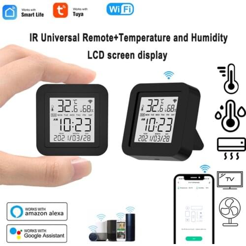 NEW Tuya Smart Thermometer Hygrometer Wifi IR Remote Controller With Temperature Humidity Sensor support Alexa Google Smart Life