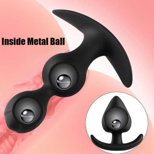 Inside Metal Ball Anal Beads Big Dildo Butt Plug Prostate Massage Anal Trainer Vaginal Dilator Couple Masturbation Sex Products