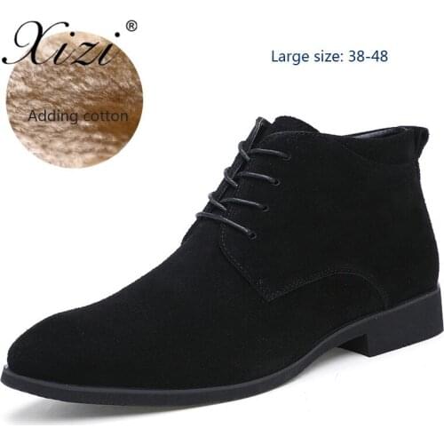 Xizi 2019 Men Winter Boots Suede Leather Style Fashion Male Work Snow Boots Timber Land Boots Lover Martin Boot Large Size 38-48